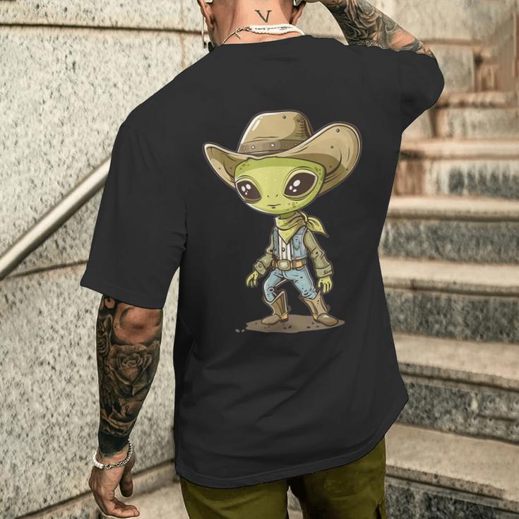 Cute Alien Cowboy T-Shirt mit Rückendruck Geschenke für Ihn