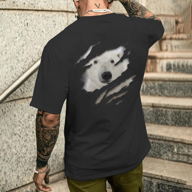 Cute Polar Bear Face Animal Rider Polar Bear Ripped T-Shirt mit Rückendruck Geschenke für Ihn