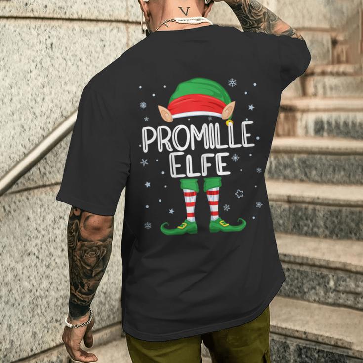 Damen Promille Elfe Kostüm Weihnachten Partnerlook Feiern Lustig T-Shirt mit Rückendruck Geschenke für Ihn