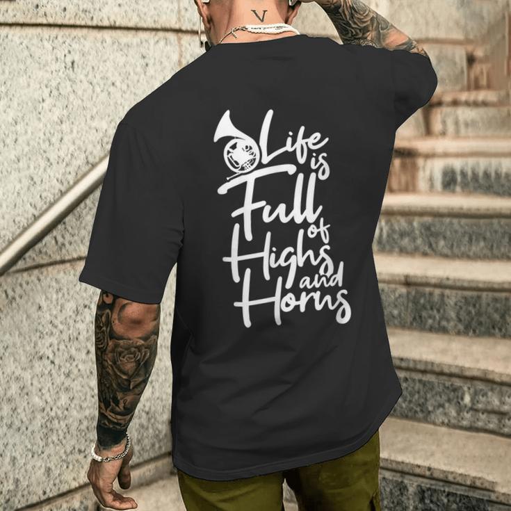 Das Leben Istoller Hochs Und Tiefs Hornlehrer Hornist T-Shirt mit Rückendruck Geschenke für Ihn