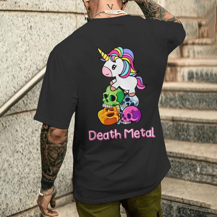 Death Metal Unicorn Cute Rock Metal Emo Alternative T-Shirt mit Rückendruck Geschenke für Ihn