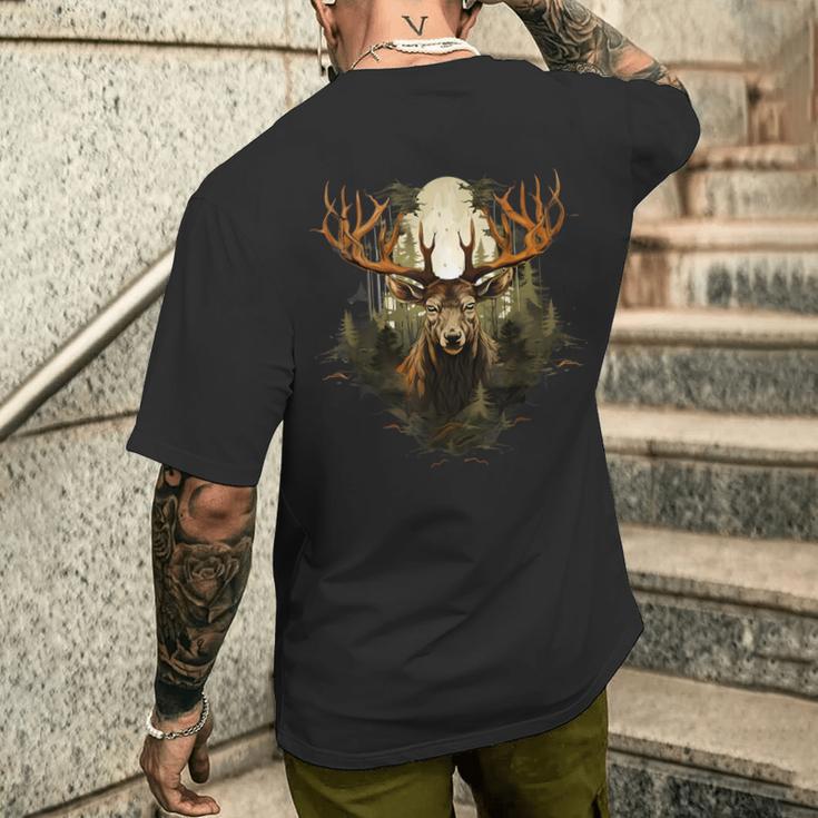 Deer Wildlife Nature Motif Animal Lovers Landscape Forest T-Shirt mit Rückendruck Geschenke für Ihn