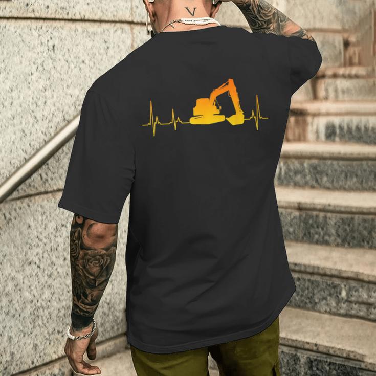 Digger Driver Digger Driver Heartbeat Ecg Heart Rate T-Shirt mit Rückendruck Geschenke für Ihn