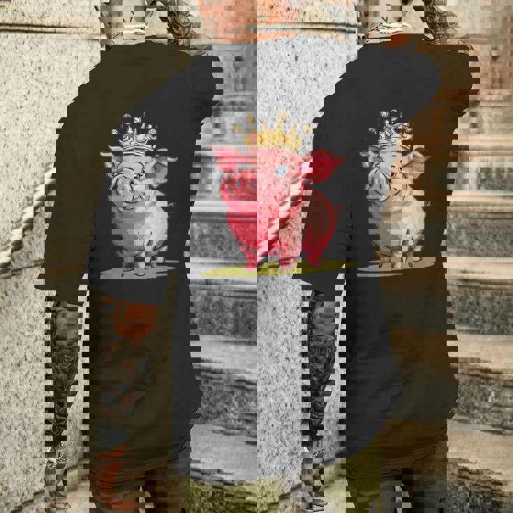 Divertido Cerdo Con Corona Para Los Amantes Del Reino Y Los Cerditos Camiseta Hombre Estampado Espalda Regalos para él