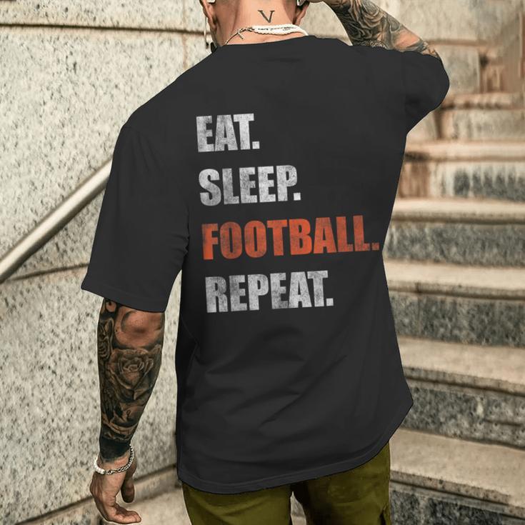 Eat Sleep Football Repeat American Football T-Shirt mit Rückendruck Geschenke für Ihn