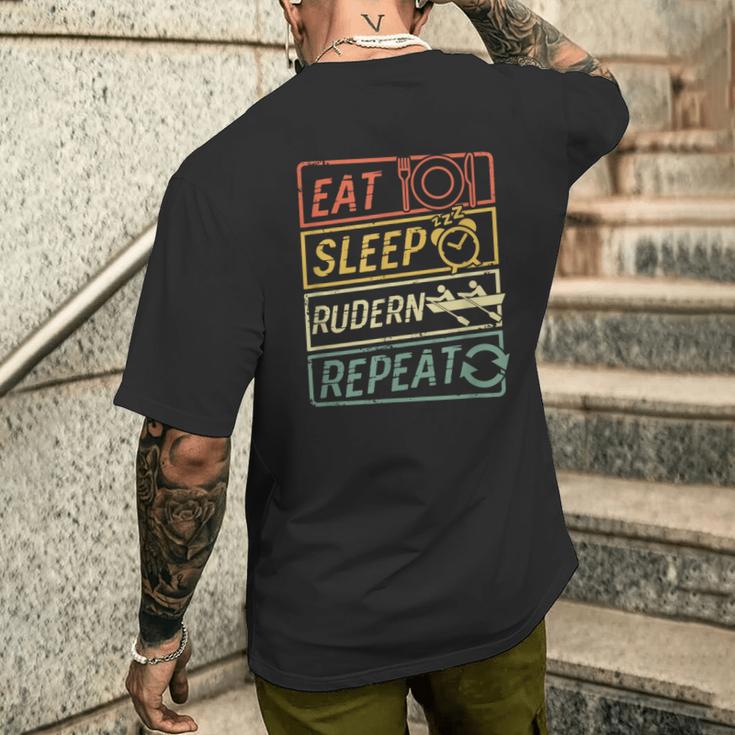 Eat Sleep Rowing Repeat Rowing T-Shirt mit Rückendruck Geschenke für Ihn