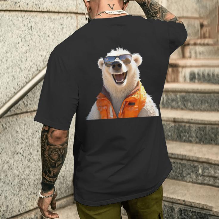 Eisbär Mit Sonnenbrille Tierliebhaber Bären Süßes Eisbären T-Shirt mit Rückendruck Geschenke für Ihn