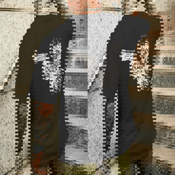 Esqueleto Fresco Con Pistola Camiseta Hombre Estampado Espalda Regalos para él