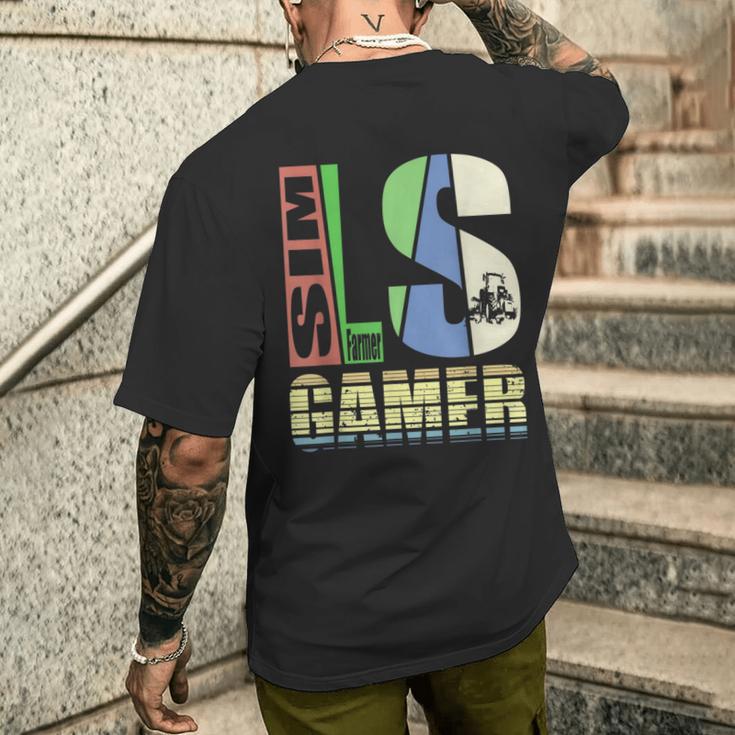 Farm Pc Simulator Tractor Driver Farmers S T-Shirt mit Rückendruck Geschenke für Ihn