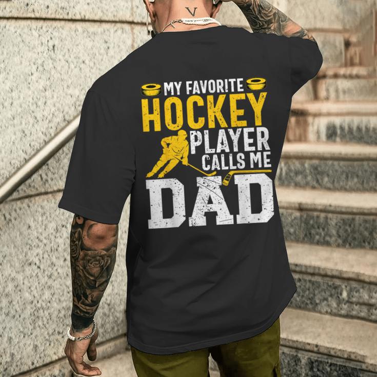 My Favorite Hockey Player Call Me Dad Ice Hockey Dad T-Shirt mit Rückendruck Geschenke für Ihn