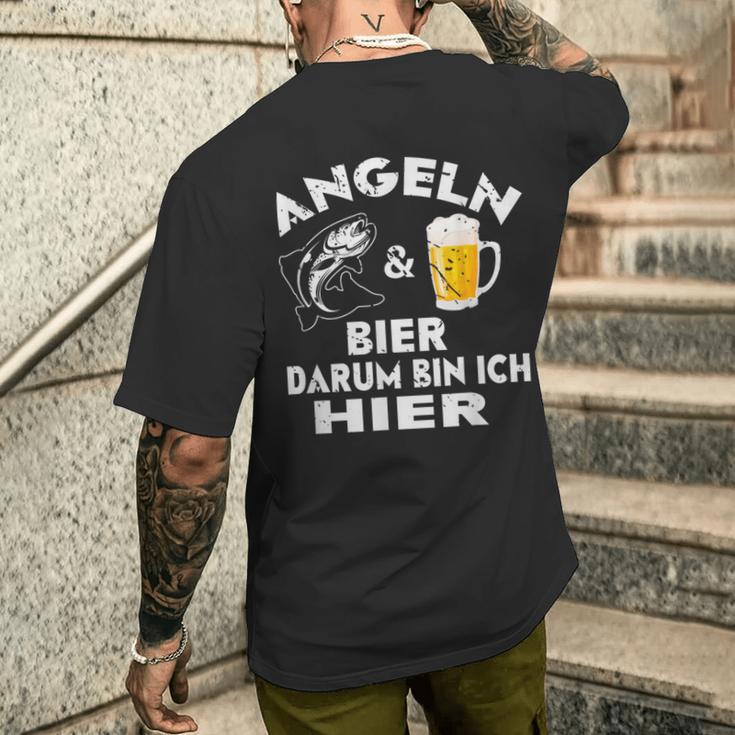 Fisch&Bier Darum Bin Ich Hier Angler T-Shirt mit Rückendruck Geschenke für Ihn