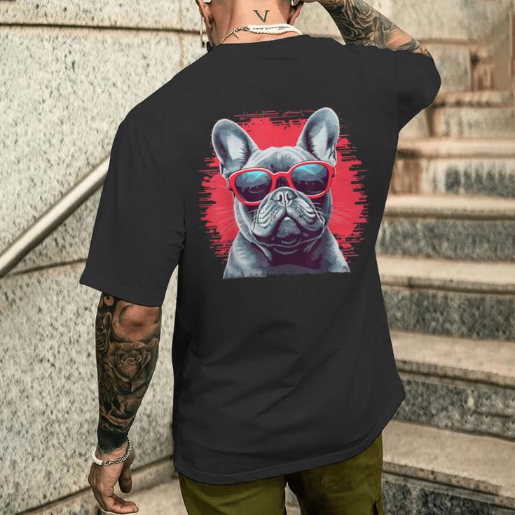 French Bulldog With Sunglasses T-Shirt mit Rückendruck Geschenke für Ihn