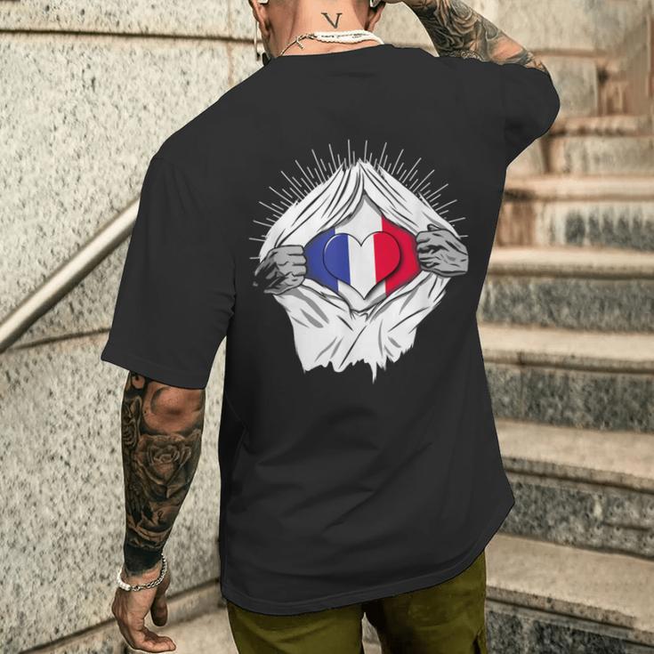 French Flag Home France T-Shirt mit Rückendruck Geschenke für Ihn