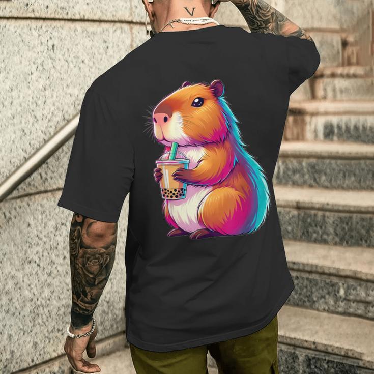 Capybara Bubble Tea Animal Lover Rodent T-Shirt mit Rückendruck Geschenke für Ihn