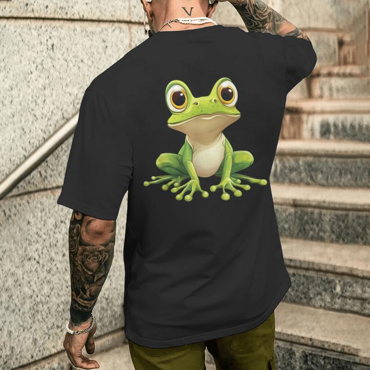 Frog With Big Eyes Frog Motif T-Shirt mit Rückendruck Geschenke für Ihn