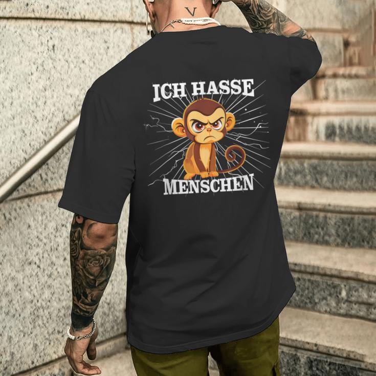 Monkey Meme Based I Hate People Saying T-Shirt mit Rückendruck Geschenke für Ihn