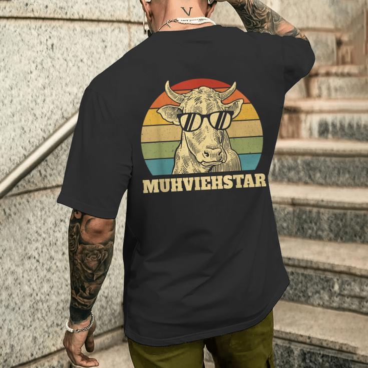 Muhviehstar Moviestar Cow Cow Cow Cattle Farmer T-Shirt mit Rückendruck Geschenke für Ihn