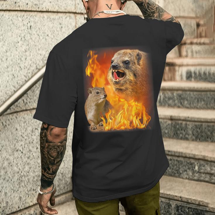 Rock Hyrax Fire Style T-Shirt mit Rückendruck Geschenke für Ihn