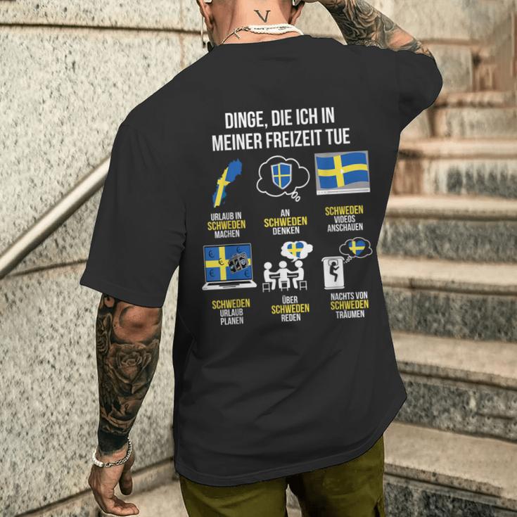 Saying Dinge Die Ich In Der Freizeit Tue Sweden T-Shirt mit Rückendruck Geschenke für Ihn