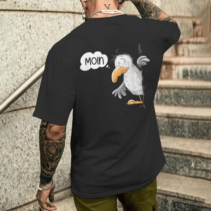 Seagull Cartoon I Sea Bird Animal Motif Moin North Sea T-Shirt mit Rückendruck Geschenke für Ihn