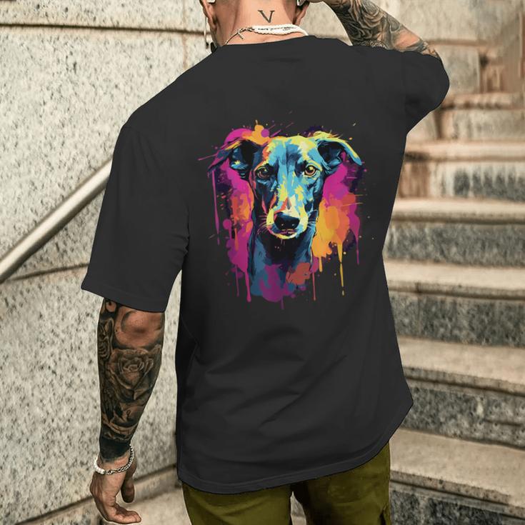 Galgo Espanol Colourful Greyhound T-Shirt mit Rückendruck Geschenke für Ihn