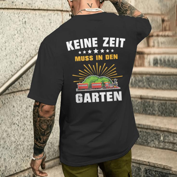 Gartenbahn Steam Train Model Railway Garden Slogan T-Shirt mit Rückendruck Geschenke für Ihn