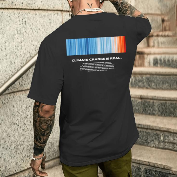 Global Warming Blue Red Stripe Climate Change Is Real Stop T-Shirt mit Rückendruck Geschenke für Ihn