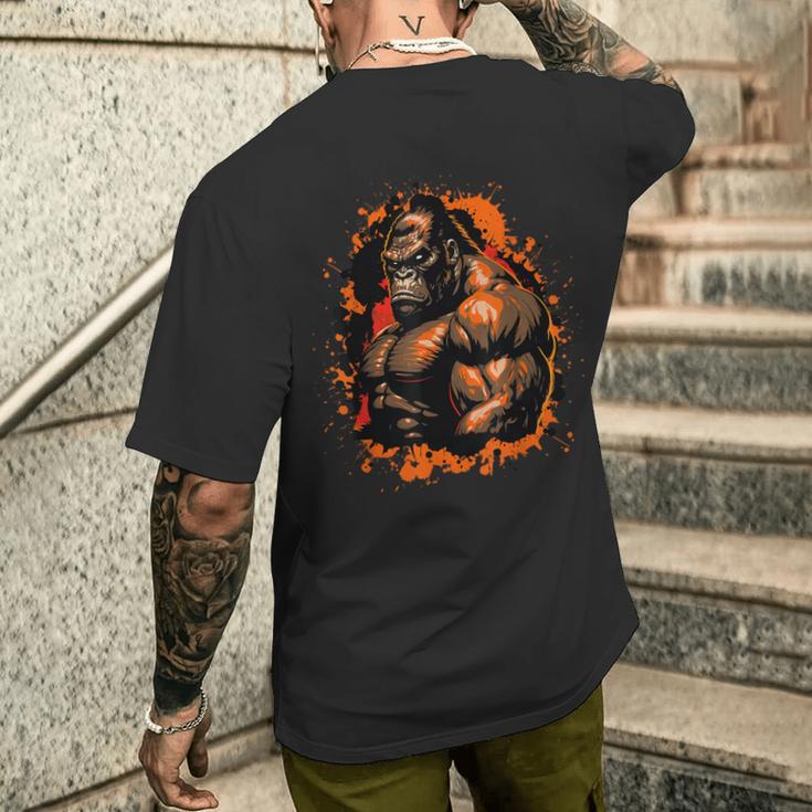 Gorilla Muscle Workout Animal Beast Bodybuilding Gym T-Shirt mit Rückendruck Geschenke für Ihn