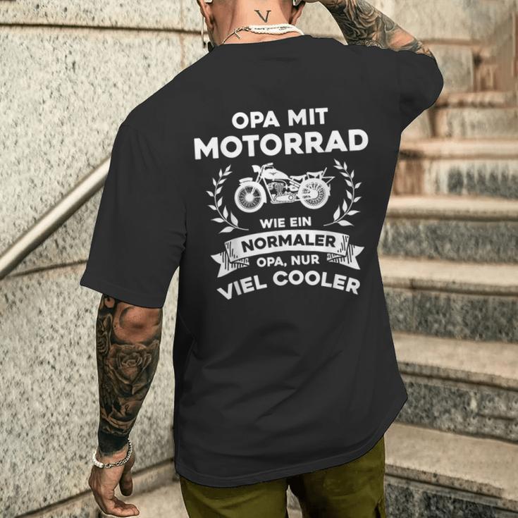 Grandpa With Motorcycle Nur Cooler Biker Hobby T-Shirt mit Rückendruck Geschenke für Ihn