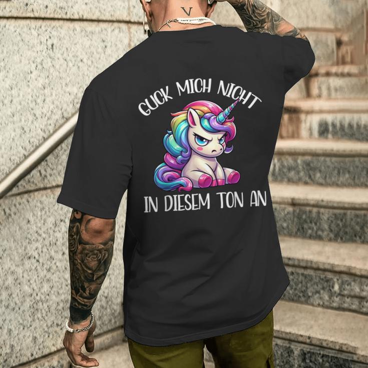 Guck Mich Nicht In Diesem Ton An Einhorn T-Shirt mit Rückendruck Geschenke für Ihn