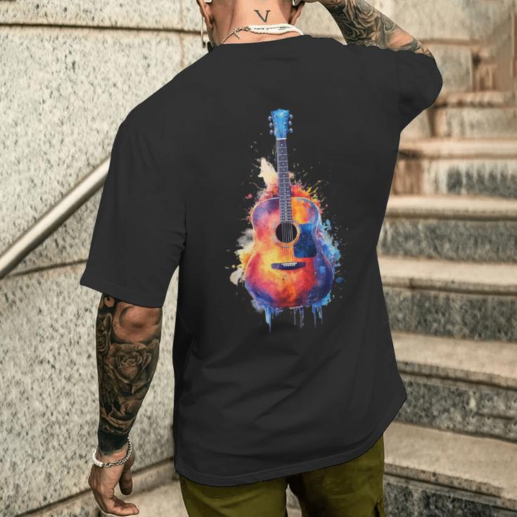 Guitar Splash Watercolour For Guitarists Electric Guitars T-Shirt mit Rückendruck Geschenke für Ihn