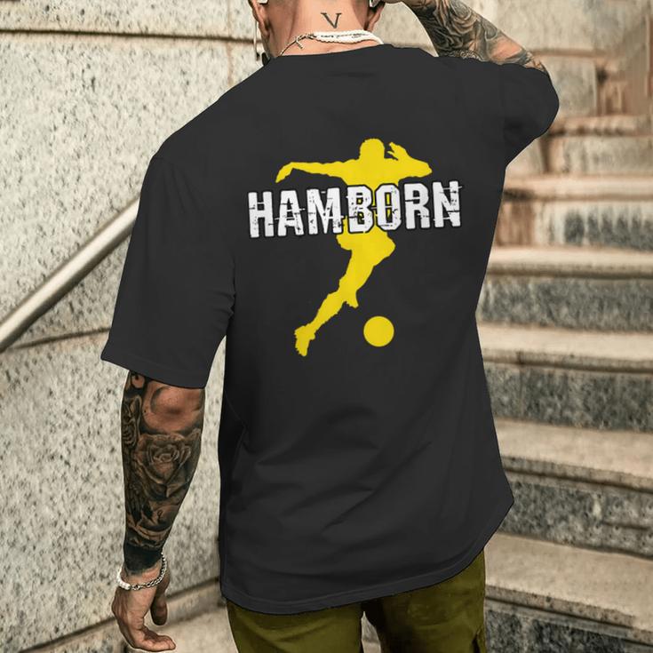 Hamborn Football Kicken Fan Nrw Stadium Yellow T-Shirt mit Rückendruck Geschenke für Ihn