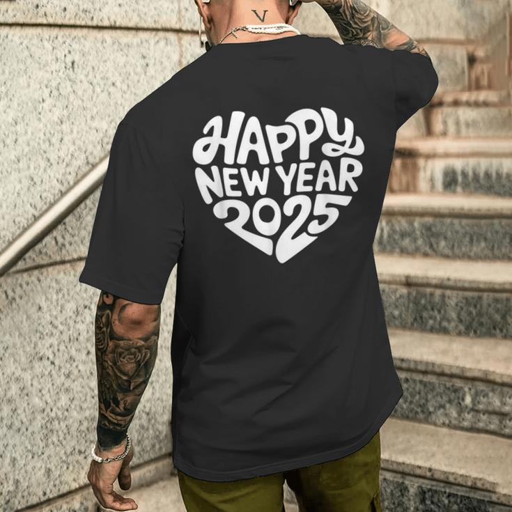 Happy New Year 2025 Heart Happy New Year New Year T-Shirt mit Rückendruck Geschenke für Ihn