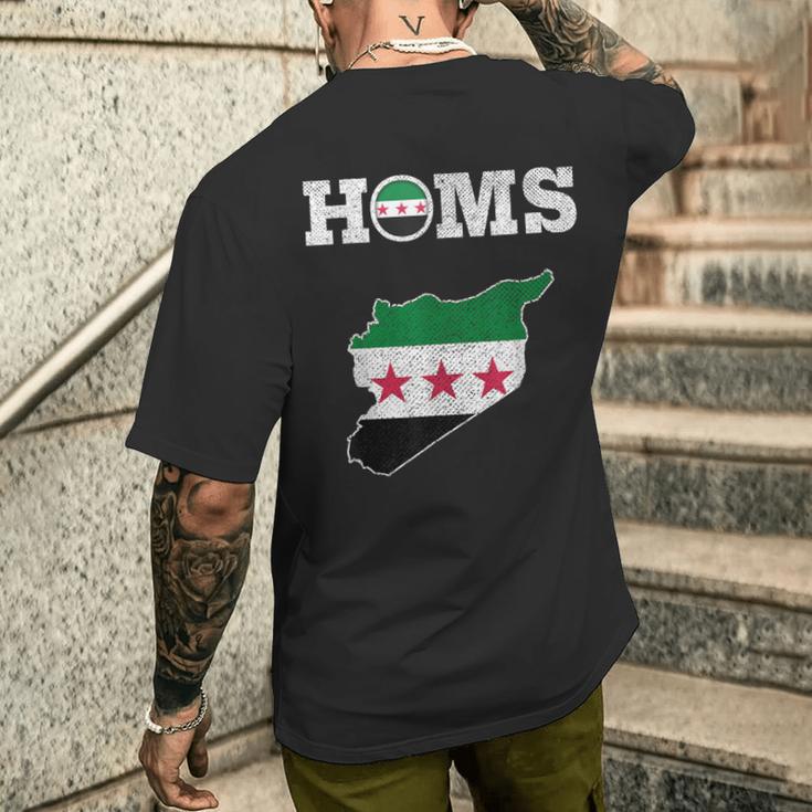 Homs Syria Free Syria Flag Syrian T-Shirt mit Rückendruck Geschenke für Ihn