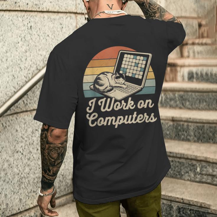 Ich Arbeite Am Computer Cat Kitty Kitten Cat Meme T-Shirt mit Rückendruck Geschenke für Ihn