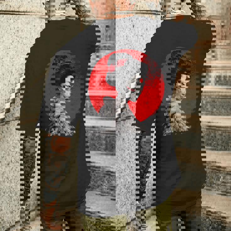 Impresionante Geisha Samurai Pintura Japonesa Tradicional A Camiseta Hombre Estampado Espalda Regalos para él