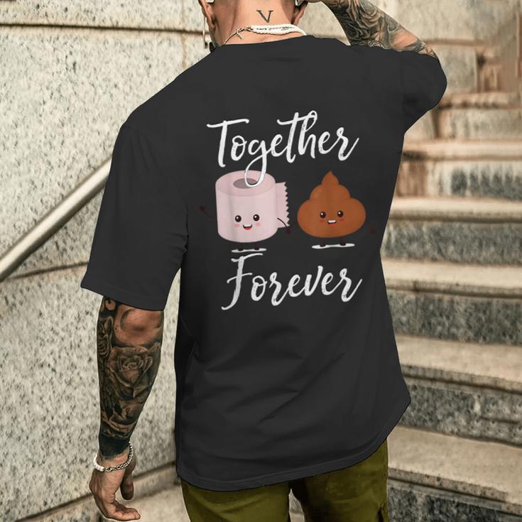 Kacke Together Forever Toilet Roll Poop T-Shirt mit Rückendruck Geschenke für Ihn