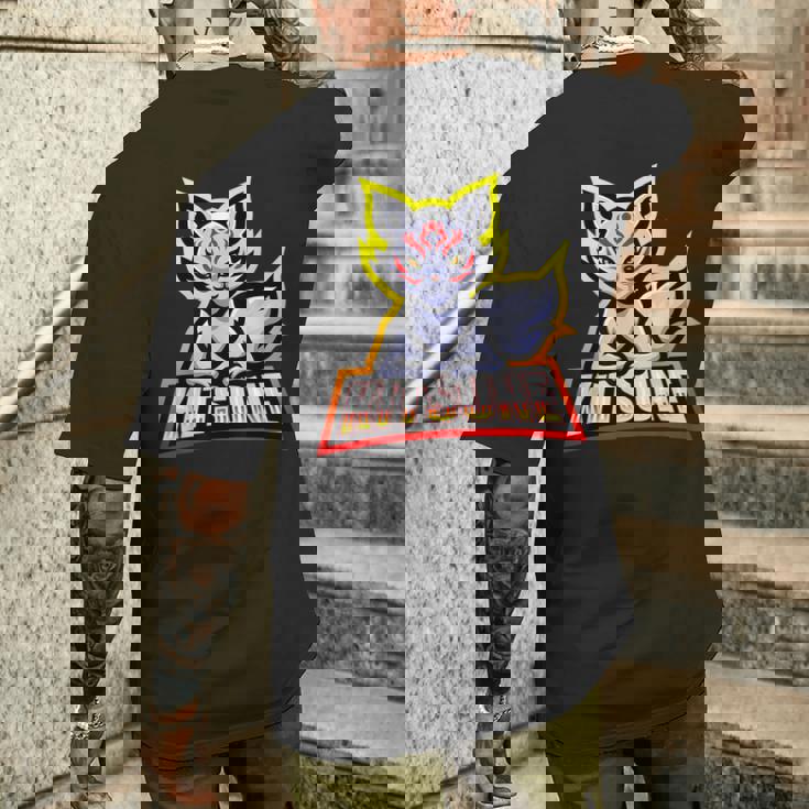Kitsune Máscara Con Logotipo De Fox De 9 Colas Camiseta Hombre Estampado Espalda Regalos para él