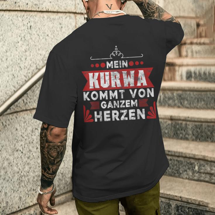 Kurwa Polish Poland T-Shirt mit Rückendruck Geschenke für Ihn