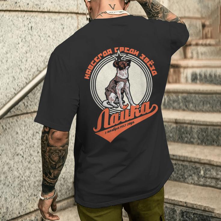 Laika Gagarin Dog Sputnik Propaganda Russia Ussr T-Shirt mit Rückendruck Geschenke für Ihn