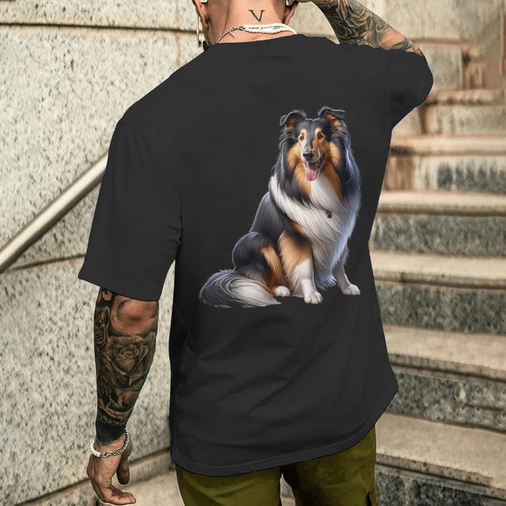 Langhaar Collie Motiv Collie T-Shirt mit Rückendruck Geschenke für Ihn