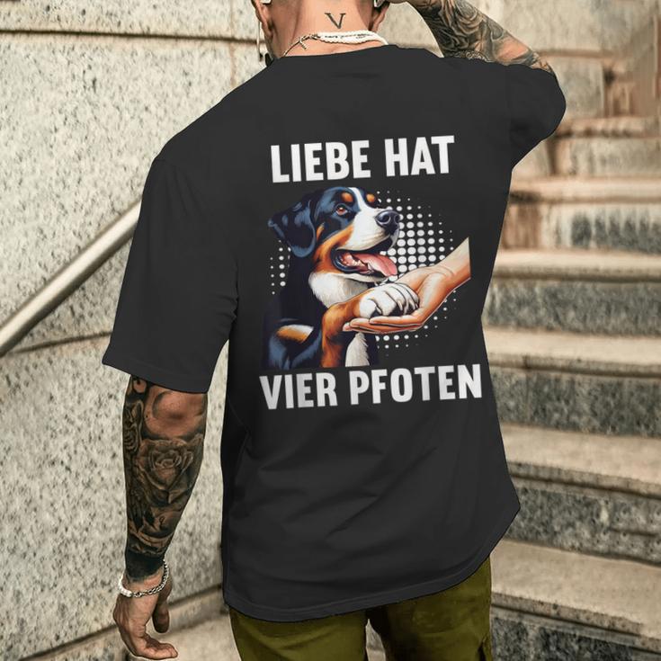 Liebe Hatier Pfoten Appenzeller Mountain Dog T-Shirt mit Rückendruck Geschenke für Ihn