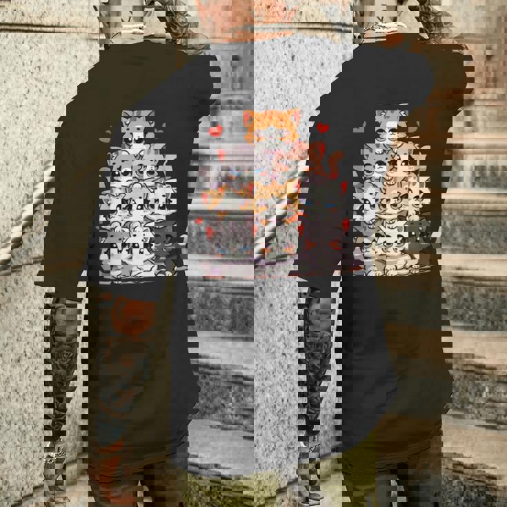 Lindos Gatos Y Gatitos Amantes De Los Gatos Para Niñas Anime Kawaii Gato Camiseta Hombre Estampado Espalda Regalos para él