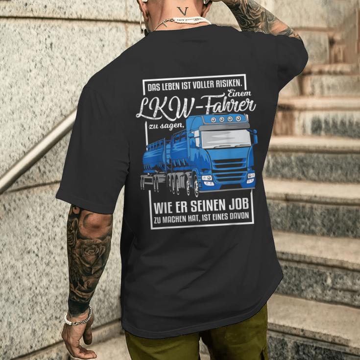 Lorry Motif With Saying For Truck Driver T-Shirt mit Rückendruck Geschenke für Ihn