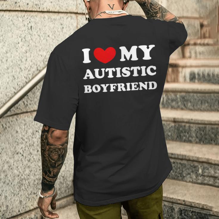 I Love My Autistic Boyfriend Love My Autistic Friend T-Shirt mit Rückendruck Geschenke für Ihn