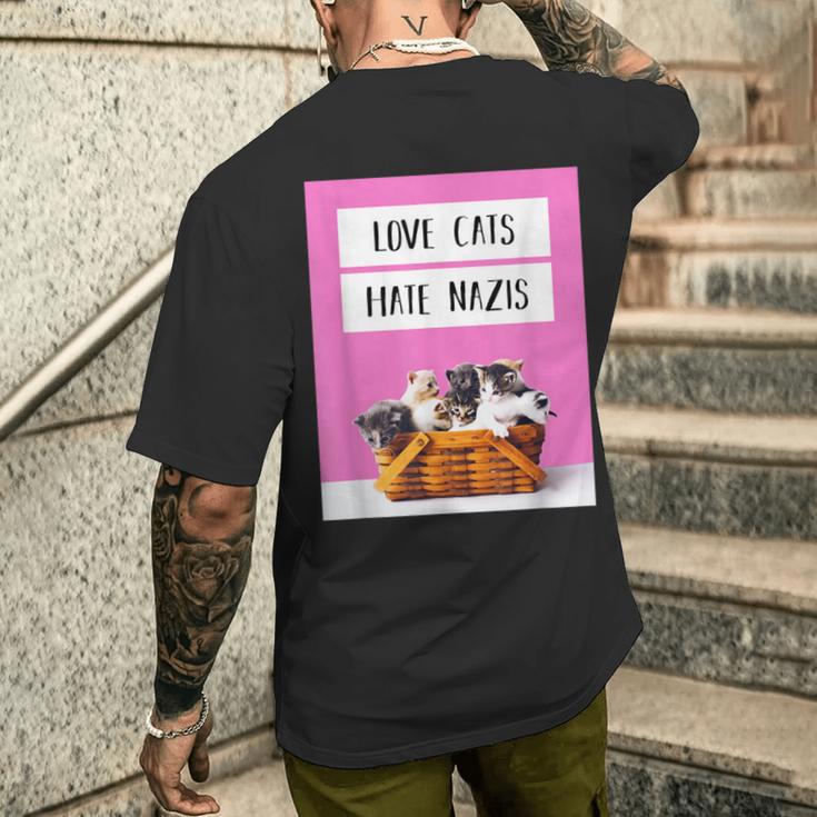 Love Cats Hate S Against Right Lives Matter T-Shirt mit Rückendruck Geschenke für Ihn