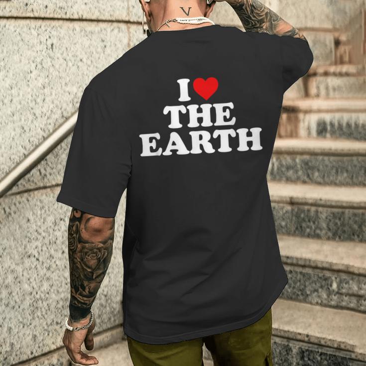 I Love The Earth Heart Environmental Alist T-Shirt mit Rückendruck Geschenke für Ihn