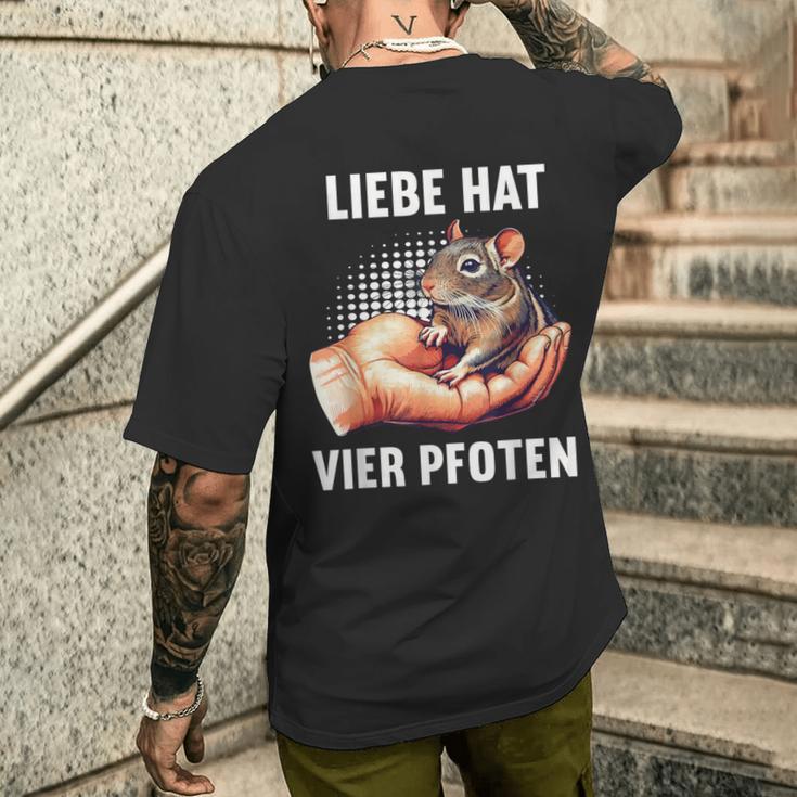 With Love Has Four Paws Degu Degus Owner Deguhalter T-Shirt mit Rückendruck Geschenke für Ihn