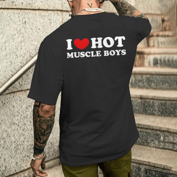 I Love Hot Muscle Boys I Love Hot Muscle Boys T-Shirt mit Rückendruck Geschenke für Ihn