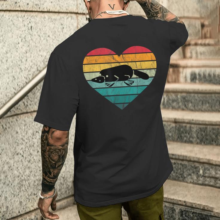 I Love Platypus Silhouette Heart Wilderness Australia T-Shirt mit Rückendruck Geschenke für Ihn